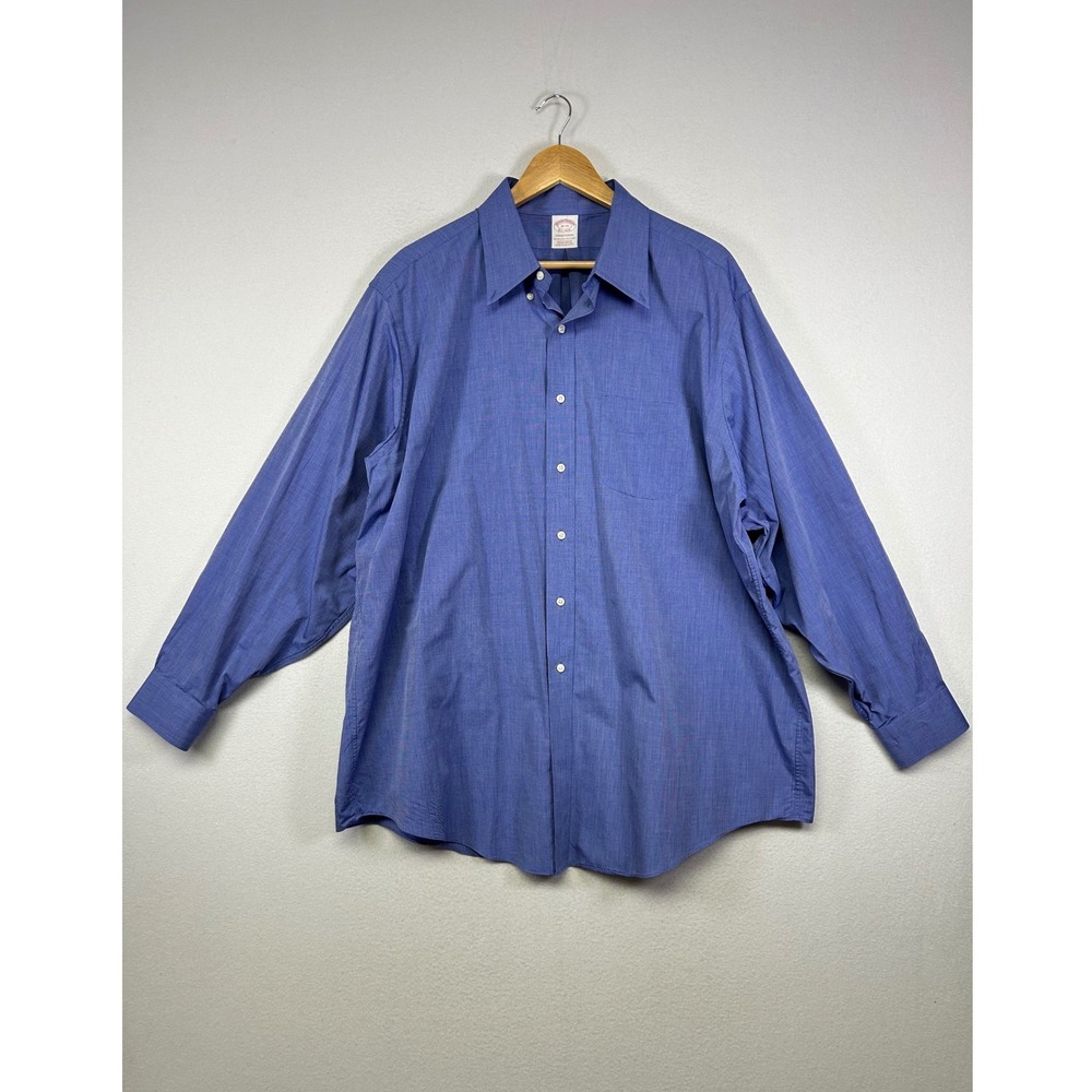 Classic Professional Brooks Brothers Mens 18-35 Blue Supima Cotton Dress‎ Shirt
